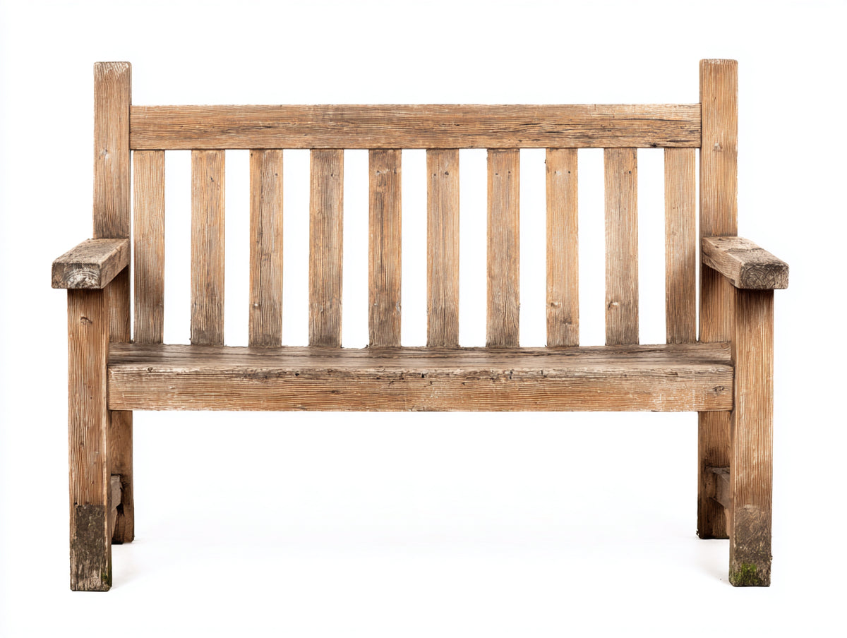 Banc de jardin - Bois - 122 x 57 x 89 cm - Marron patiné - Style rustique compact