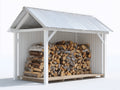 Abri à bûches - Bois - 235 x 110 x 210 cm - Blanc-Argent-Bois naturel - Style chalet contemporain