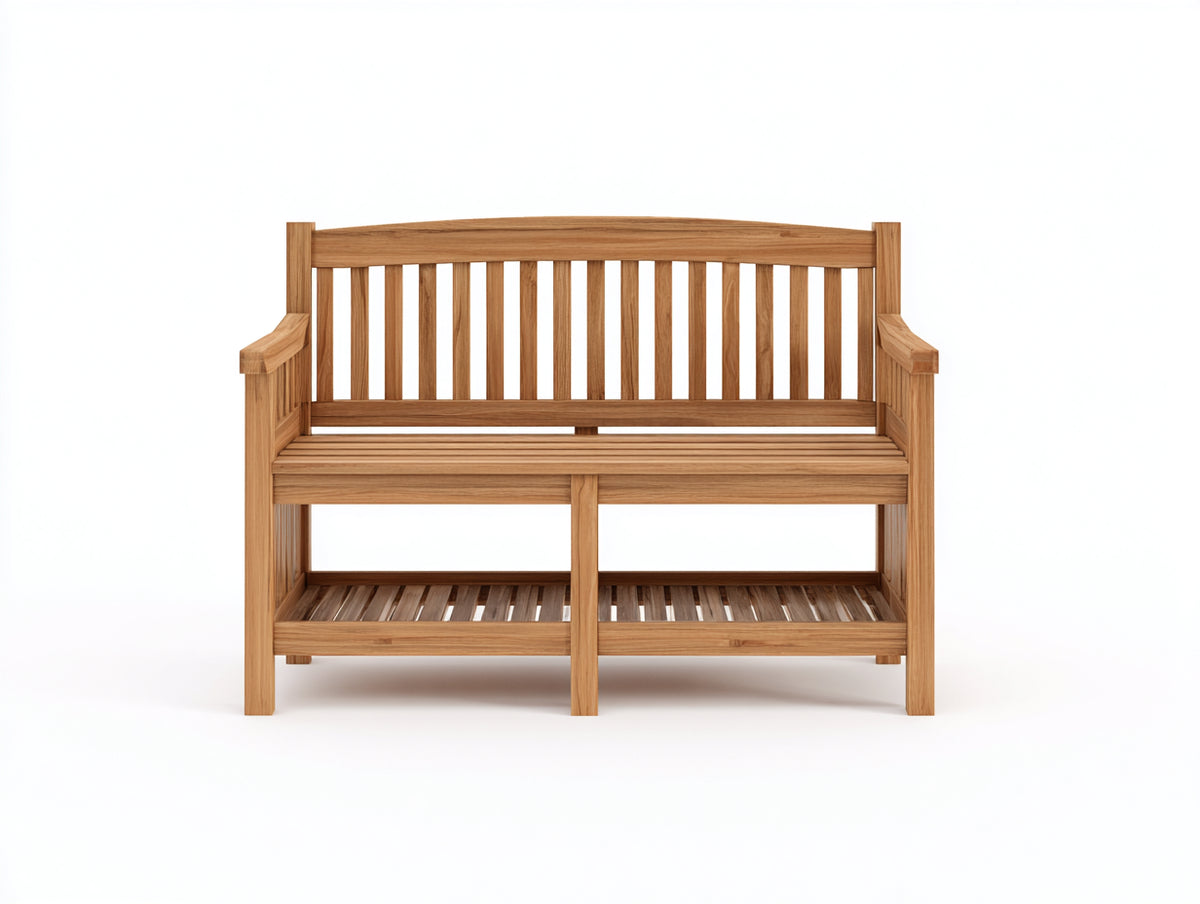 Banc de jardin - Bois - 136 x 63 x 91 cm - Marron naturel - Style classique fonctionnel