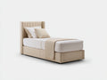 Lit simple - Similicuir - 210 x 105 x 116 cm - Beige - Style contemporain