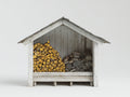 Abri à bûches - Bois - 152 x 70 x 148 cm - Blanc vieilli-Gris foncé - Style rustique