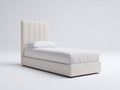 Lit simple - Similicuir - 209 x 105 x 113 cm - Blanc cassé - Style épuré