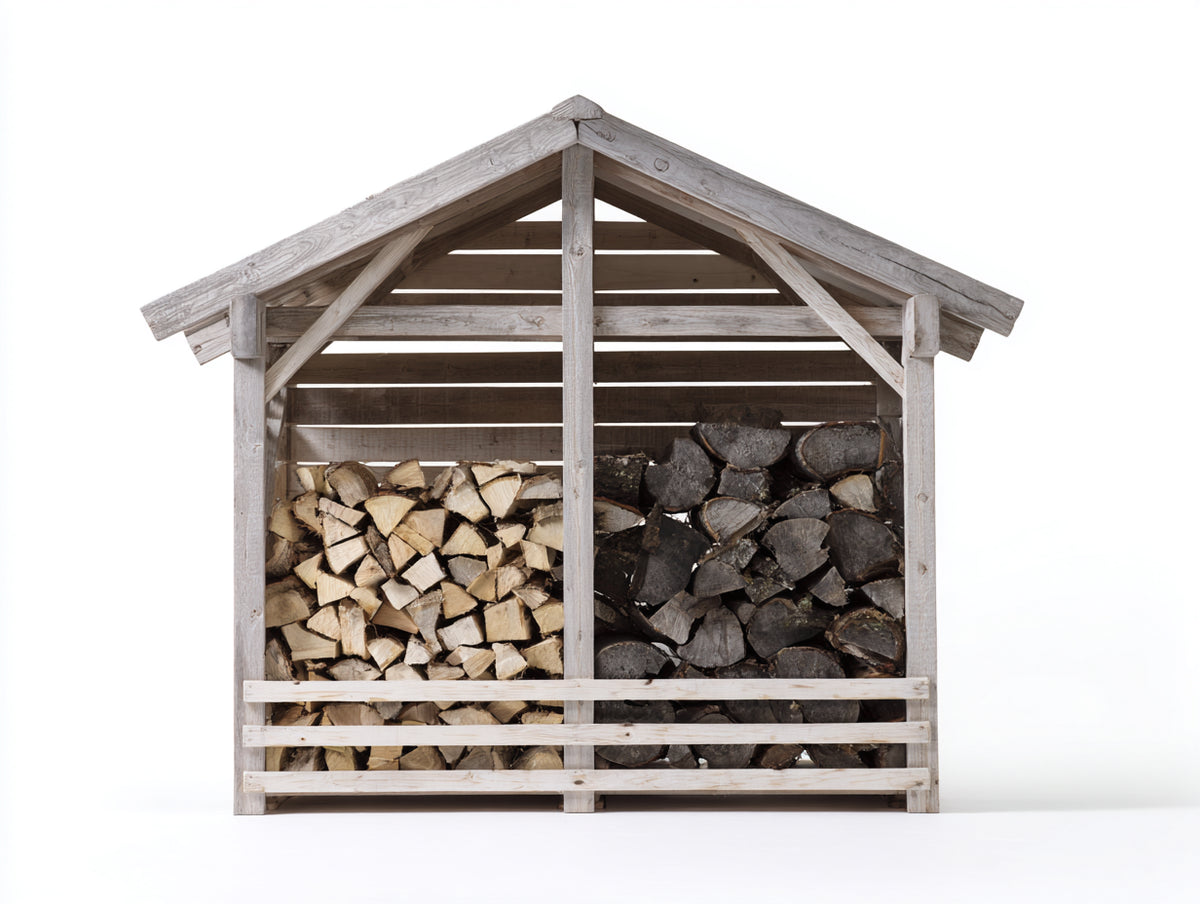 Abri à bûches - Bois - 192 x 76 x 202 cm - Bois naturel-Gris clair - Style rustique