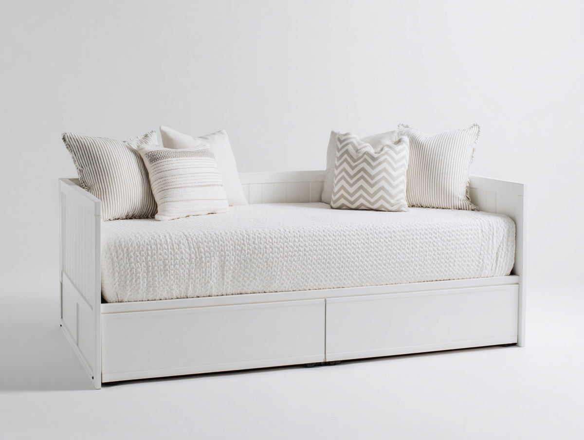 Canapé lit - Bois - 202 x 96 x 86 cm - Blanc - Style contemporain