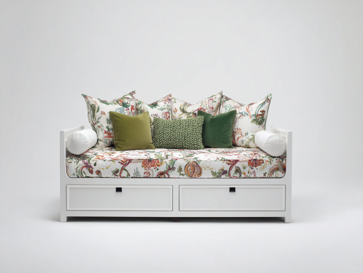 Canapé lit - Bois - 198 x 94 x 88 cm - Blanc - Style romantique