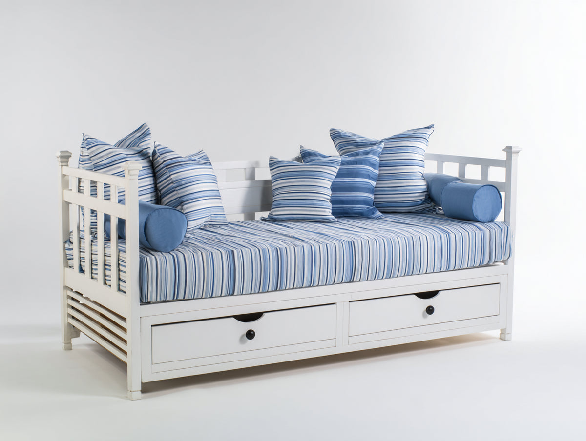 Canapé lit - Bois - 205 x 97 x 92 cm - Blanc - Style bord de mer