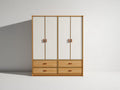 Armoire - Bois - 160 x 60 x 195 cm - Blanc mat-Bois clair - Style minimaliste