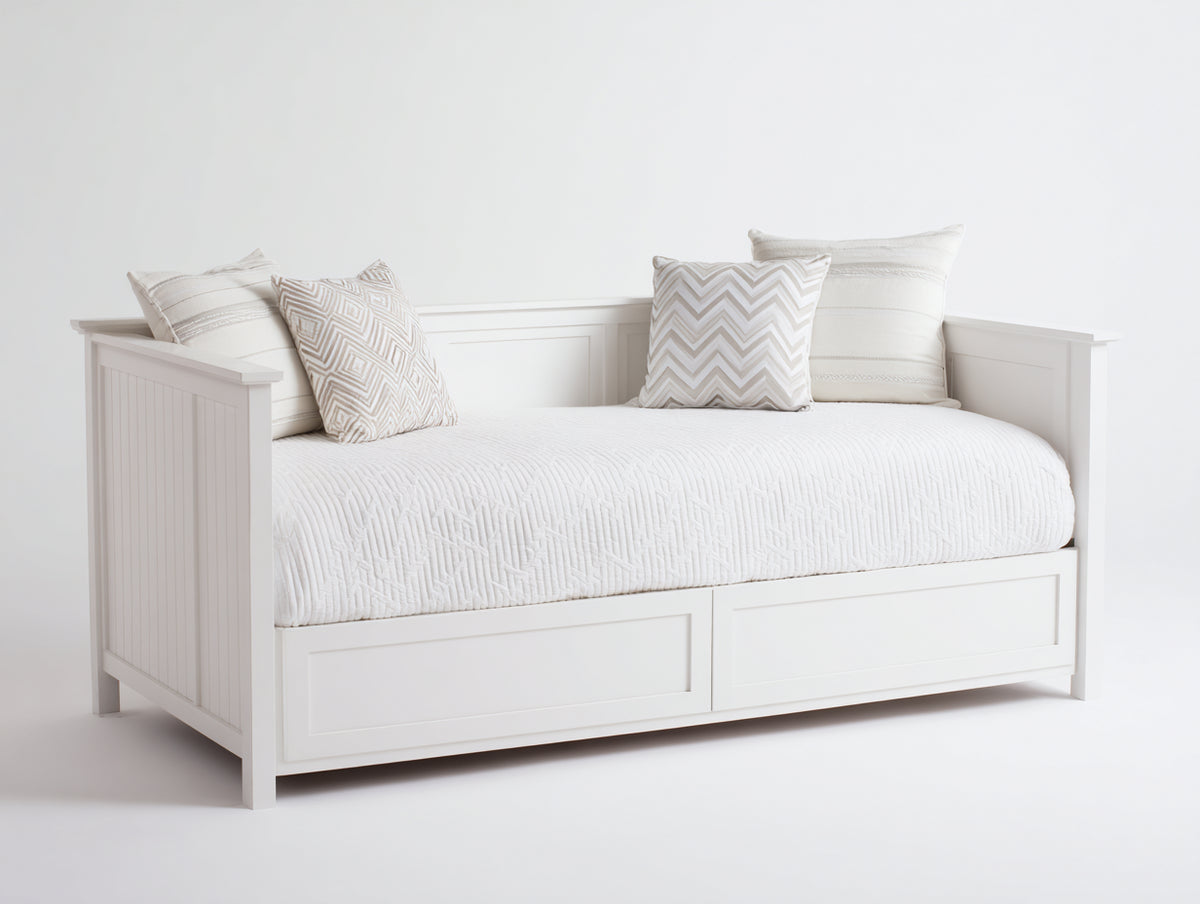 Canapé lit - Bois - 205 x 98 x 90 cm - Blanc cassé - Style classique