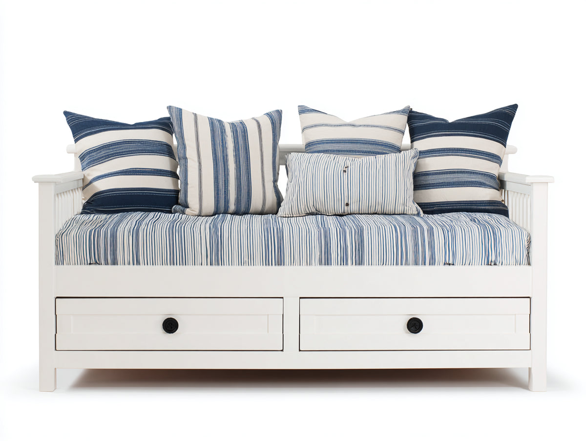 Canapé lit - Bois - 205 x 95 x 88 cm - Blanc - Style bord de mer