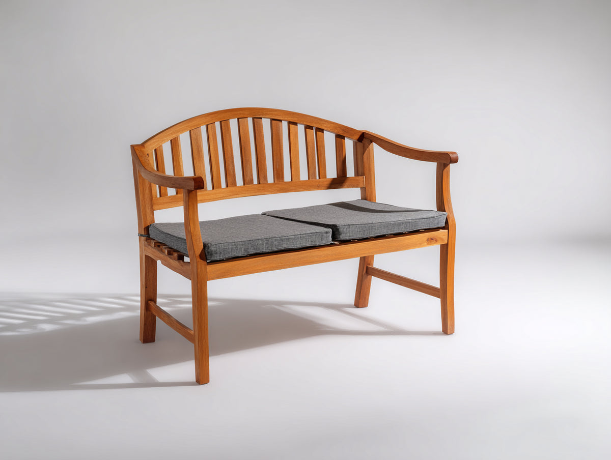 Banc de jardin - Bois-Tissu - 122 x 58 x 88 cm - Marron miel-Gris anthracite - Style classique