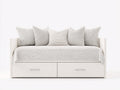 Canapé lit - Bois - 200 x 95 x 85 cm - Blanc cassé - Style contemporain