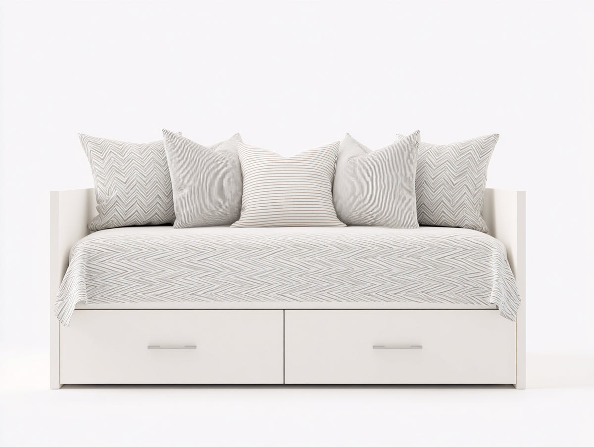 Canapé lit - Bois - 200 x 95 x 85 cm - Blanc cassé - Style contemporain