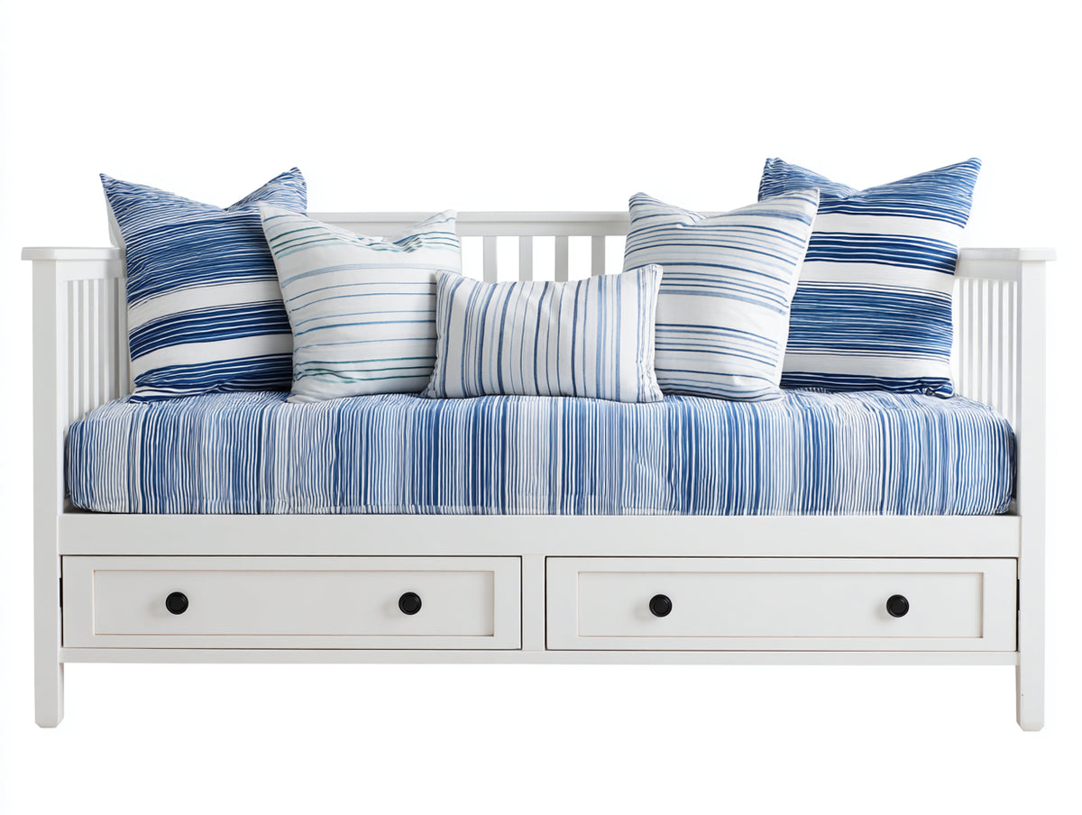 Canapé lit - Bois - 200 x 92 x 90 cm - Blanc - Style marin