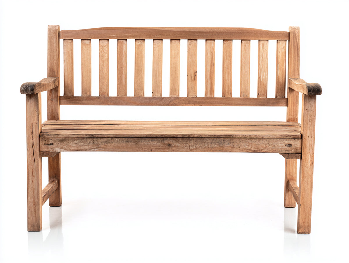 Banc de jardin - Bois - 132 x 59 x 88 cm - Marron clair - Style traditionnel
