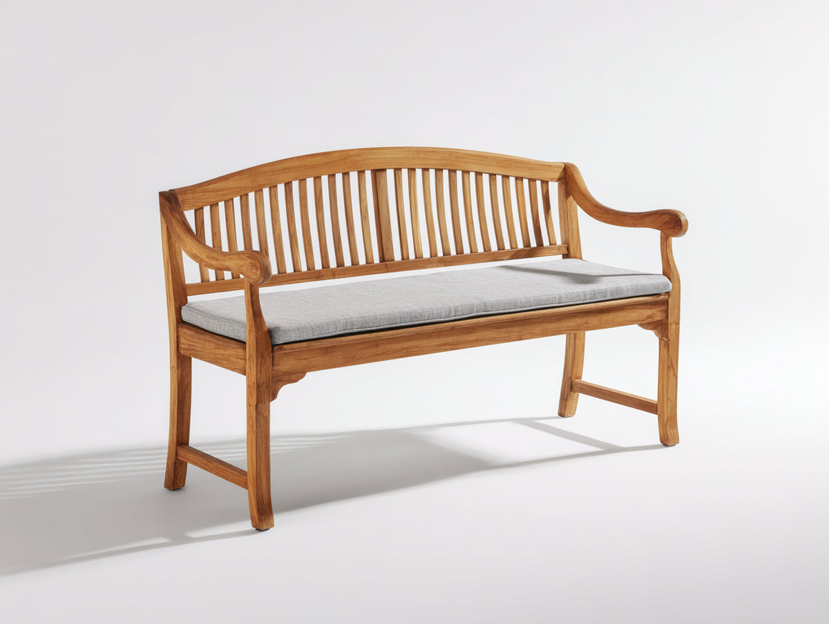 Banc de jardin - Bois-Tissu - 150 x 63 x 92 cm - Marron miel-Gris clair - Style classique
