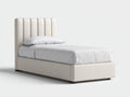 Lit simple - Similicuir - 208 x 104 x 114 cm - Blanc ivoire - Style minimaliste