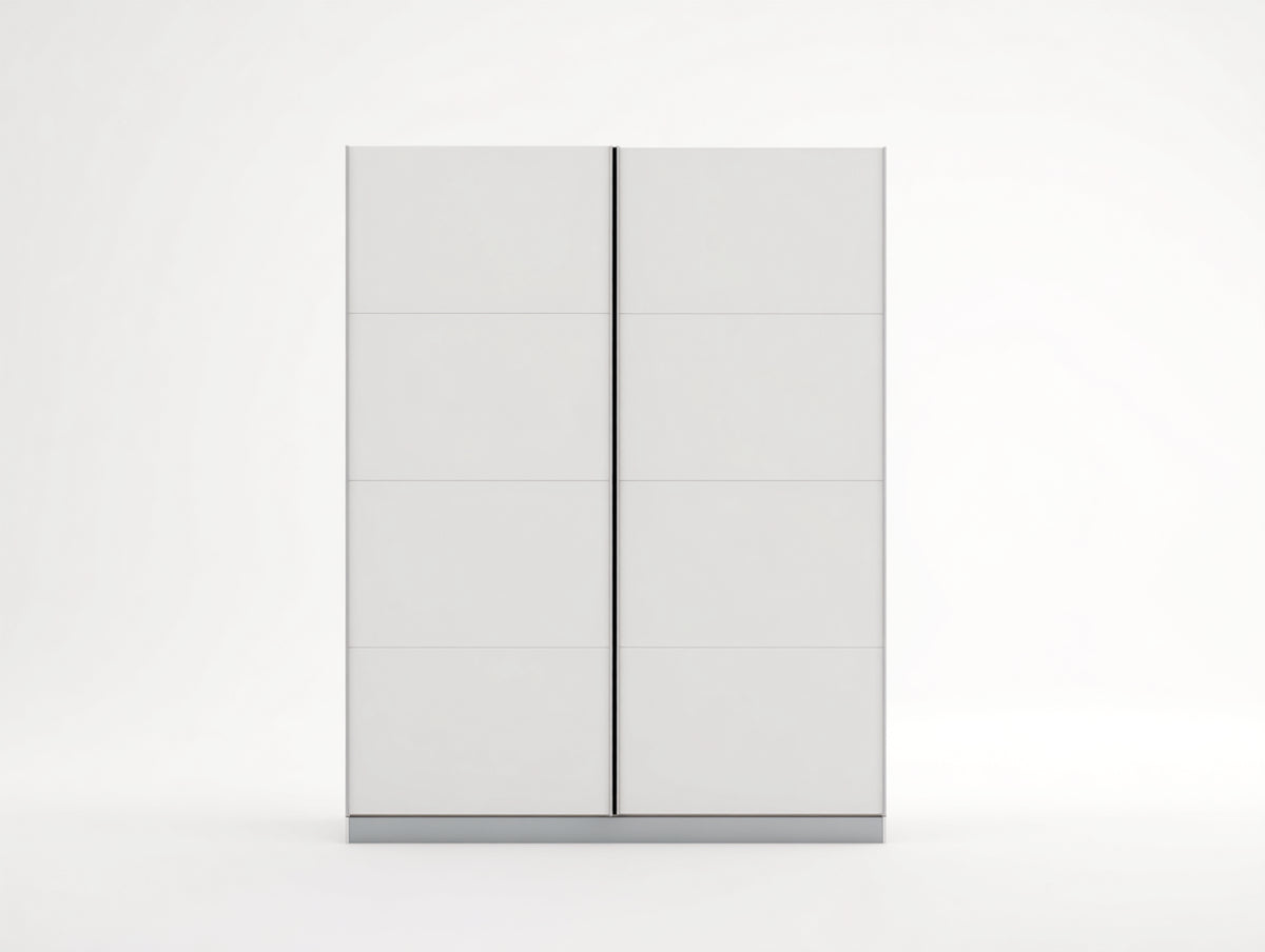 Armoire - Bois - 120 x 58 x 190 cm - Blanc cassé-Gris clair - Style contemporain