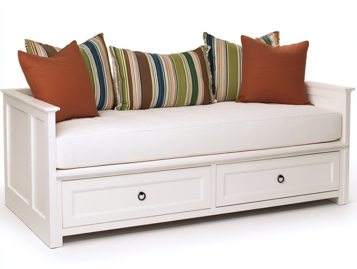 Canapé lit - Bois - 205 x 98 x 88 cm - Blanc cassé - Style classique