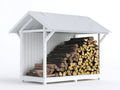 Abri à bûches - Bois - 228 x 108 x 208 cm - Blanc - Style chalet contemporain